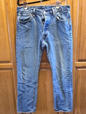 Mens Levi 501 VINTAGE Blue Denim Jeans - Blue - 34/30